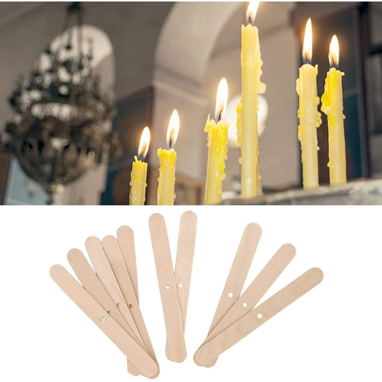 Candle Wick, 100 Pcs Single Hole Candle Wicks Centering Devices Wooden Candle Wick Holders for Candle Making 5.9 0.6in