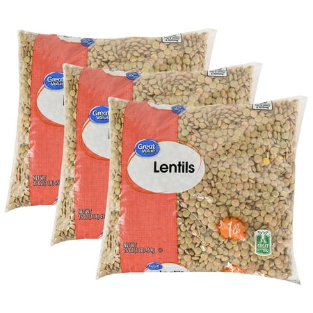 (3 Pack) Great Value Lentils, 16 oz