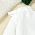thumbnail image 6 of GYRATEDREAM Newborn Baby Girl Christmas Outfits Infant Solid Long Sleeve Ribbed Knitted Romper Velvet Suspender Skirt Headband 3Pcs Set Toddler Xmas Clothes Green for 0-18 Months, 6 of 8