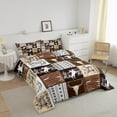thumbnail image 2 of Erosebridal Western Cowboy Comforter Set Twin Size, Bull Skull Horse Arrow Print Quilt Set, Geometric Grid Brown Plaid Print Bedding Set Teens Bedroom Decor, 2 of 6