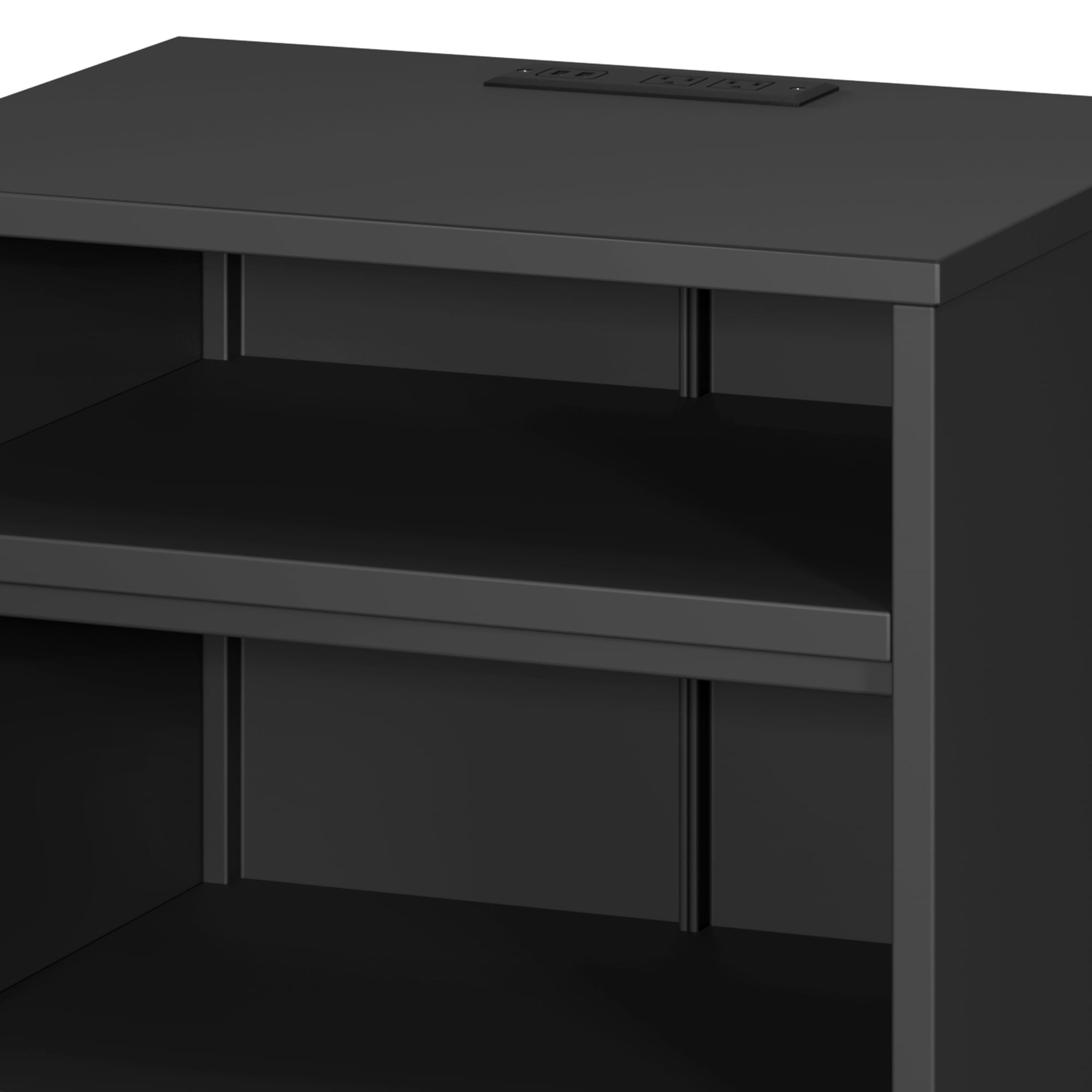 Uforic Metal End Table with Charging Station & Door for Living Room, Black