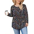 thumbnail image 4 of Fantaslook Plus Size Womens Blouses Long Sleeve Floral Tunic Tops Henley Neck Flowy Fall Shirts, 4 of 8