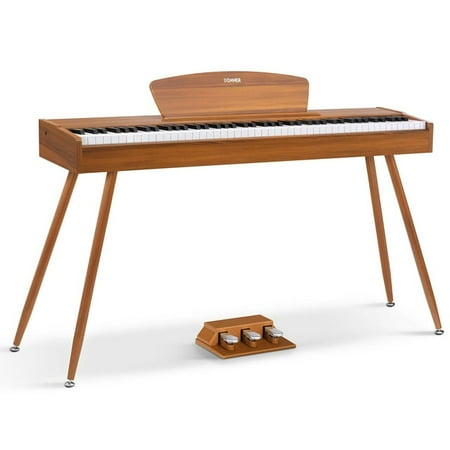 Donner DDP-80 Classic Digital Piano 88 Key Weighted Keyboard, Full-size Electric Piano for Beginners, with Sheet Music Stand, 3 Pedals, Power Adapter, Supports USB MIDI Connecting, Retro Wood Color