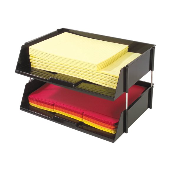 Deflecto Industrial - Plateau à Lettres - Capacité: 1500 Feuilles - Noir (Lot de 2)
