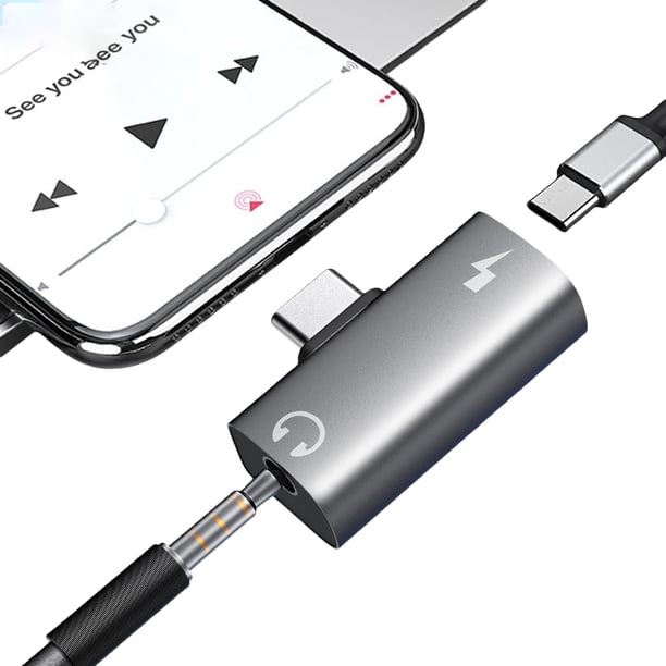 Adaptador Tipo C Auxiliar Audio 2 en 1 S PD 30W para Xiaomi Huawei IPhone 15 16