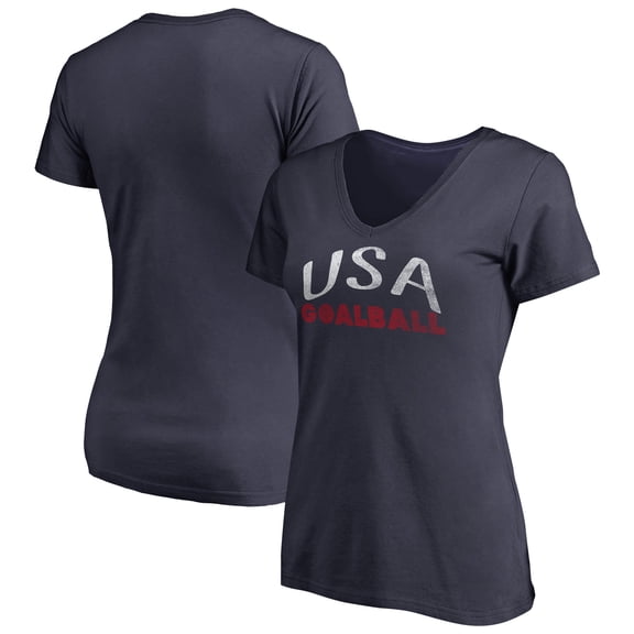 Women's Navy USA Goalball Graceful V-Neck T-Shirt