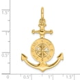 thumbnail image 3 of 14K Yellow Gold Polished Finish 3-Dimensional Anchor with Nautical Boating Compass Charm Pendant, 3 of 5