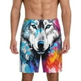 thumbnail image 3 of Lsque Cool Colorful Wolf Mens Sleep Pajama Shorts,Short Pajama Pants, Cotton Ultra-Soft Knit-3X-Large, 3 of 9