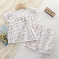 thumbnail image 2 of KPOPLK Toddler Kids Baby Girls 2 Piece T-Shirt +Shorts Sets Ribbed Polo Collar Tee Elastic Waist Outfits Clothes(3-4 Years,White), 2 of 5