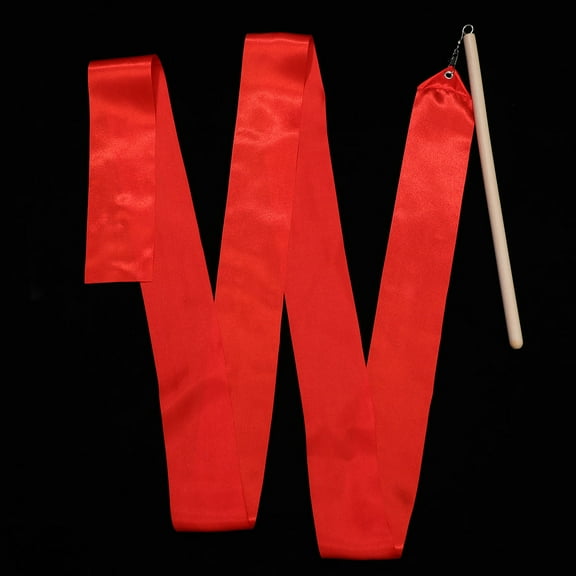 Pretyzoom 2Pcs Dance Streamers Red Wooden Handle for Training Equipment