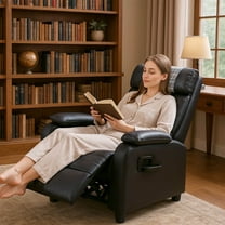 LWVITH PU Leather Recliner Chair for Living Room, Recliner Sofa Home Theater Seating with Lumbar Support, Adjustable Push Back Recliners Armchair with Side Cup Holder for Living Room, Nursery