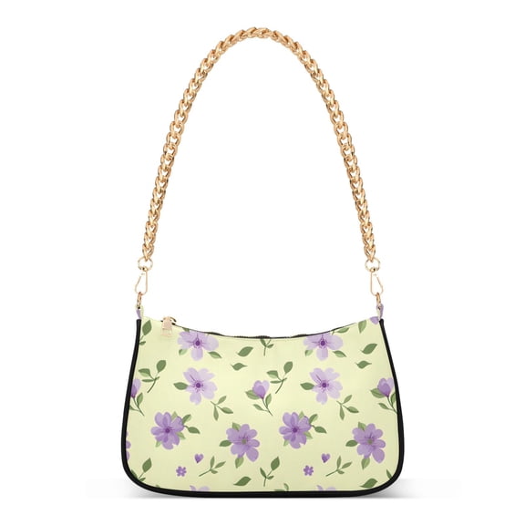 ALAZA Flowers Purple Women's Chain Shoulder Bag Hobo Handbag Tote Crossbody Purse