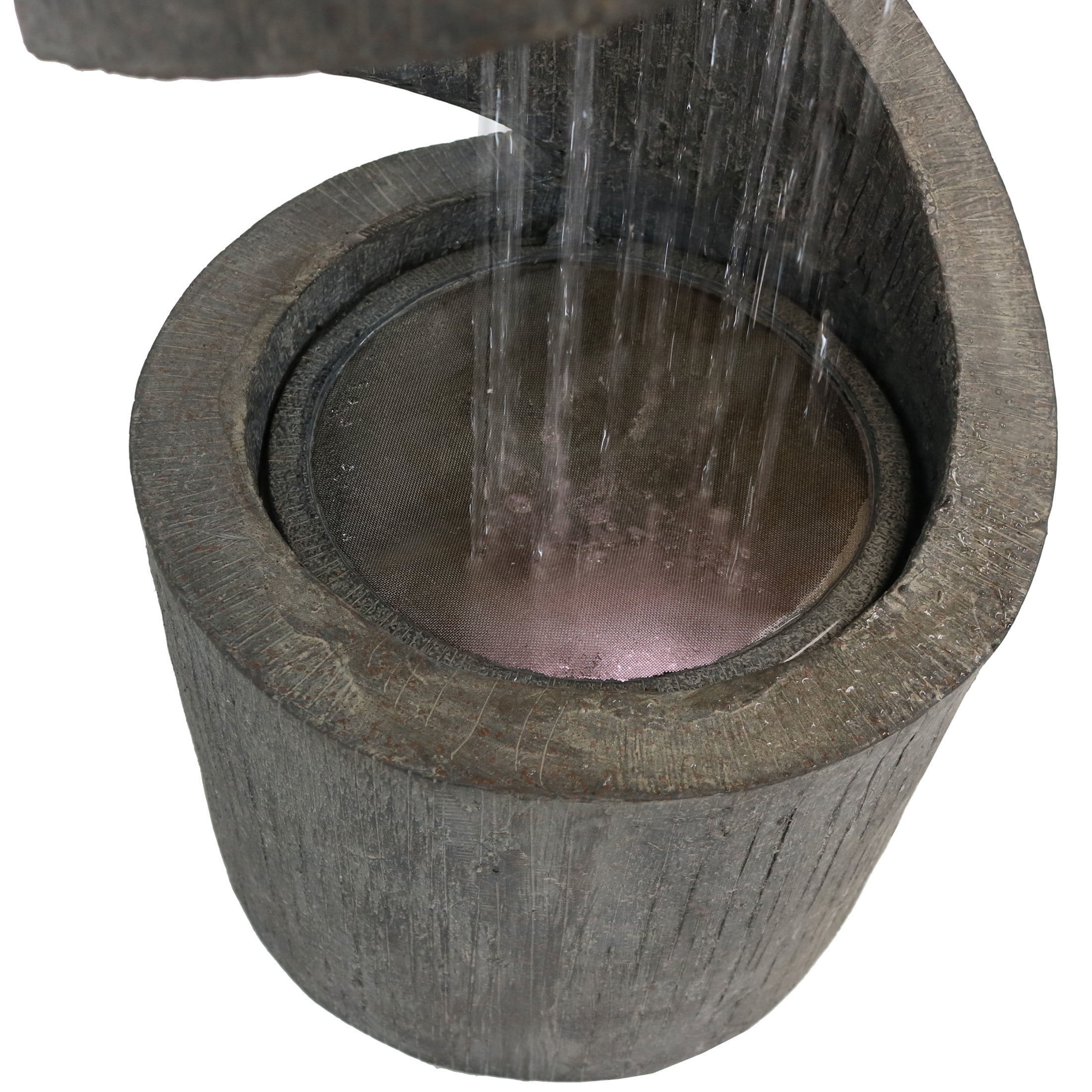 Sunnydaze Showering Spiral Polyresin Outdoor Water Fountain with Light
