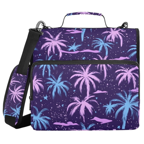 3 Ring Zipper Binder with Shoulder Strap Waterproof Trapper Keeper 2 Inch D-Ring 500 Sheets Capacity Pink Blue Plam Tree