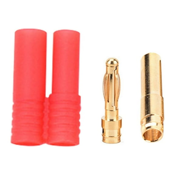 1 Set of 4.0MM Male and Female Plugs Plated Banana Connectors Plugs with Protective Shells for DIY RC Battery Motor (Red and Golden)