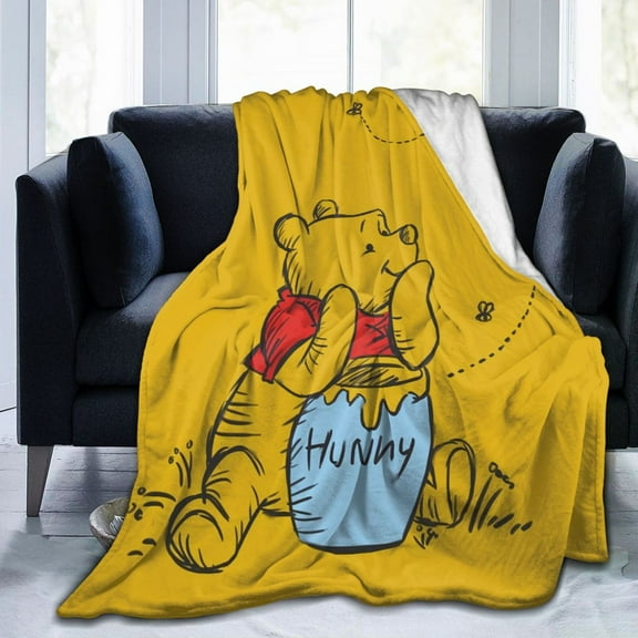 Winnie the Pooh Blanket Flannel Fleece Blanket Ultra Soft Lightweight Throw Blanket for Bed Couch Living Room 50''X40''