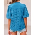 thumbnail image 2 of Camisa para Mujer PRETTYGARDEN Cuello en V con Encaje y Manga Corta XXL, 2 of 8