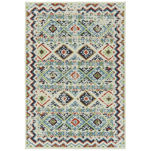 Kaleen Sunice Collection 2' x 4' Ivory Floral Outdoor Rug