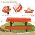 thumbnail image 6 of 72" Heavy-Duty Outdoor Metal Picnic Table with Umbrella Hole and Built-In Benches, Orange (1 Count), 6 of 8