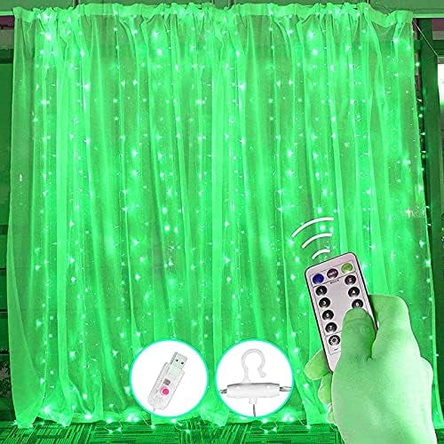 LINLIN LED Curtain Lights,3m*3m 300LED LEDs Window Curtain Fairy Lights,USB Copper Wire Lights,8 Modes String Lights with Remote Control for Party Wedding Home Garden Christmas Decoration