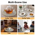 thumbnail image 2 of Beige Moroccan Round 13 Inch Placemats Set of 4, Geometric Abstract Art Modern HeatResistant Non Slip Place Mats for Dining Table, Wipeable Braided Kitchen Table Mats for Housewarming, 2 of 9