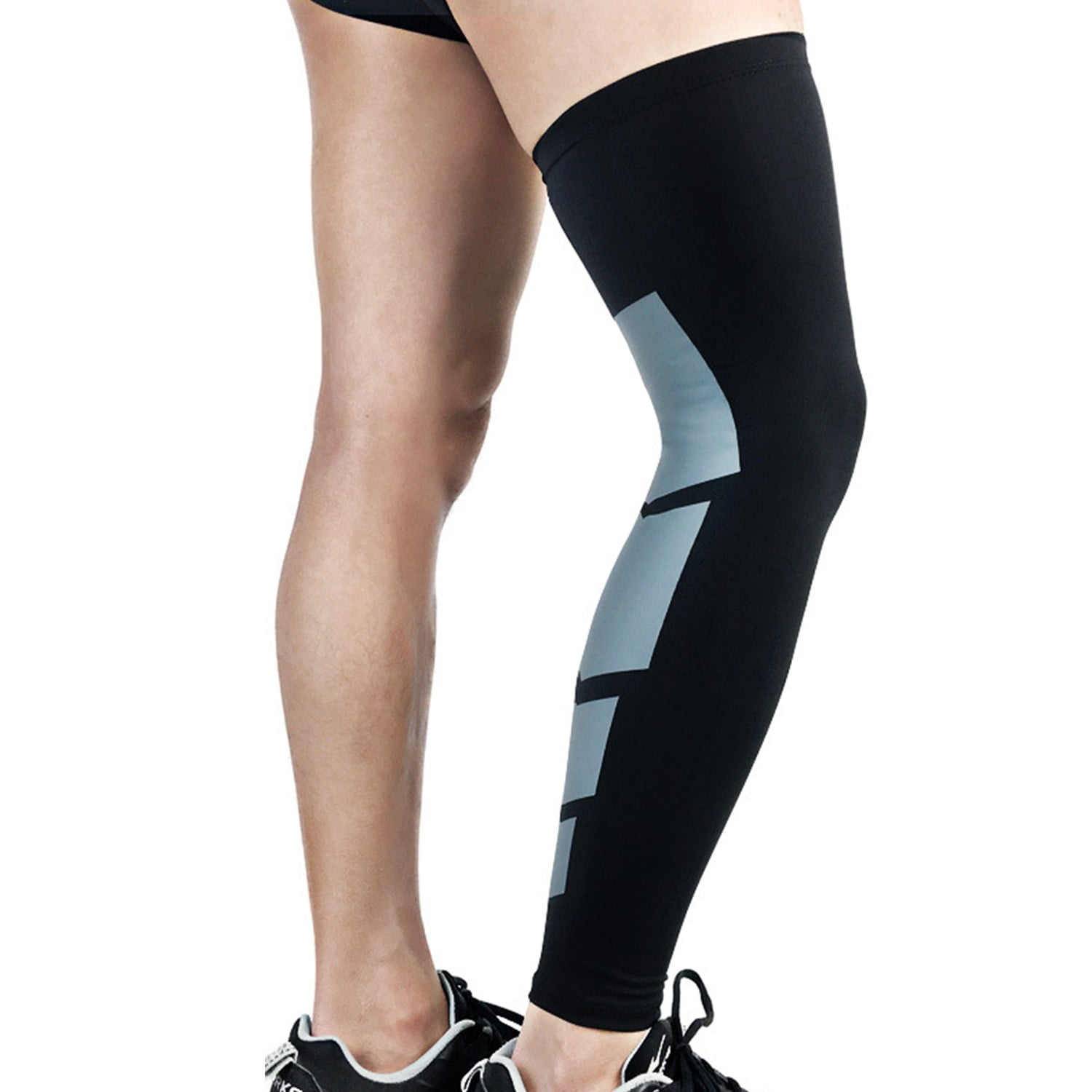 Non-Slip Inner Bands-M 1 Pair Compression Leg Sleeves for Men Full Length Stretch Long Sleeve with Knee Support Black Women 