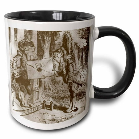 Two Tone Frog - 3dRose Frogs with Envelope Alice in Wonderland - Two Tone Black Mug, 11-ounce