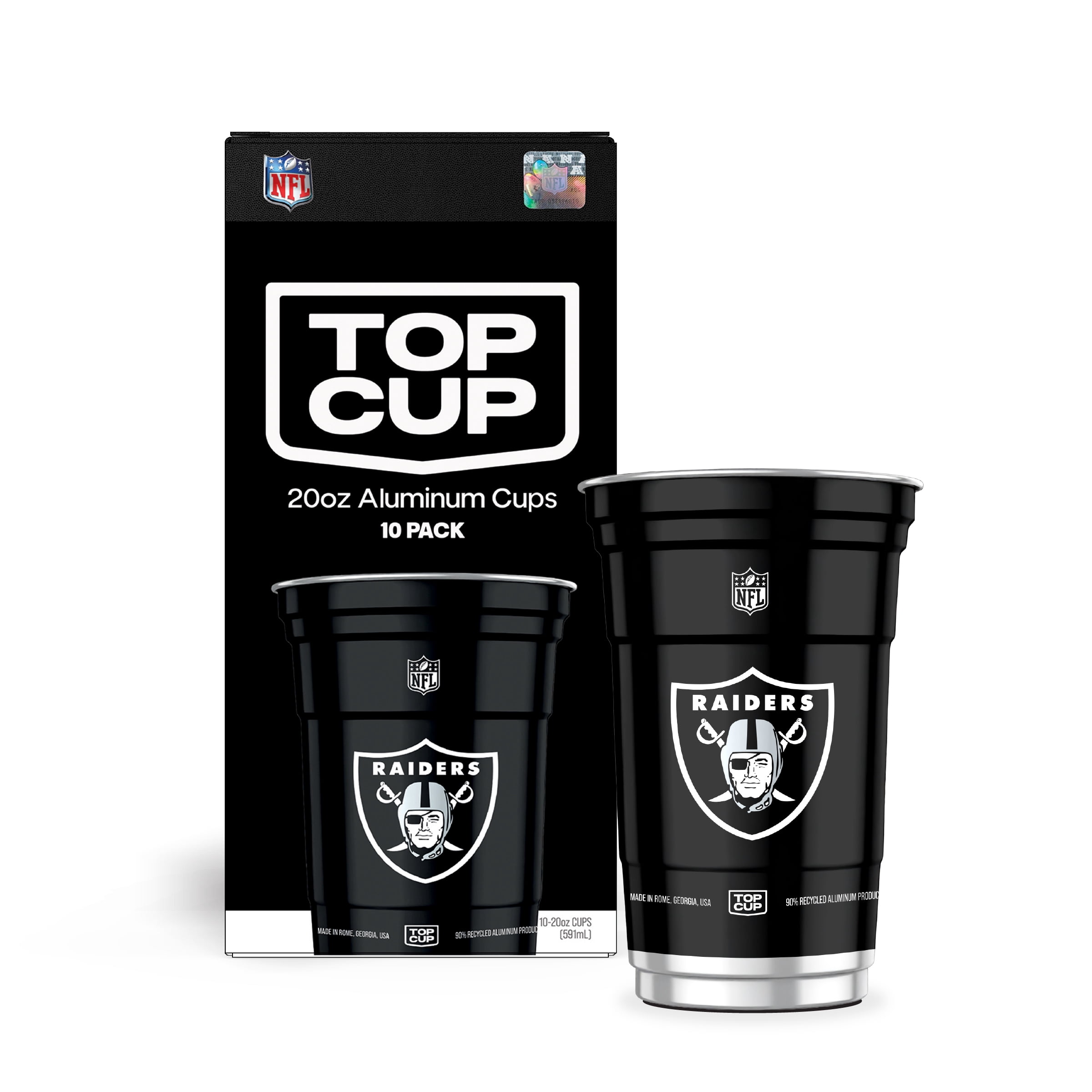 Top Cup NFL Las Vegas Raiders Aluminum Party Cups, 20oz, 10 count