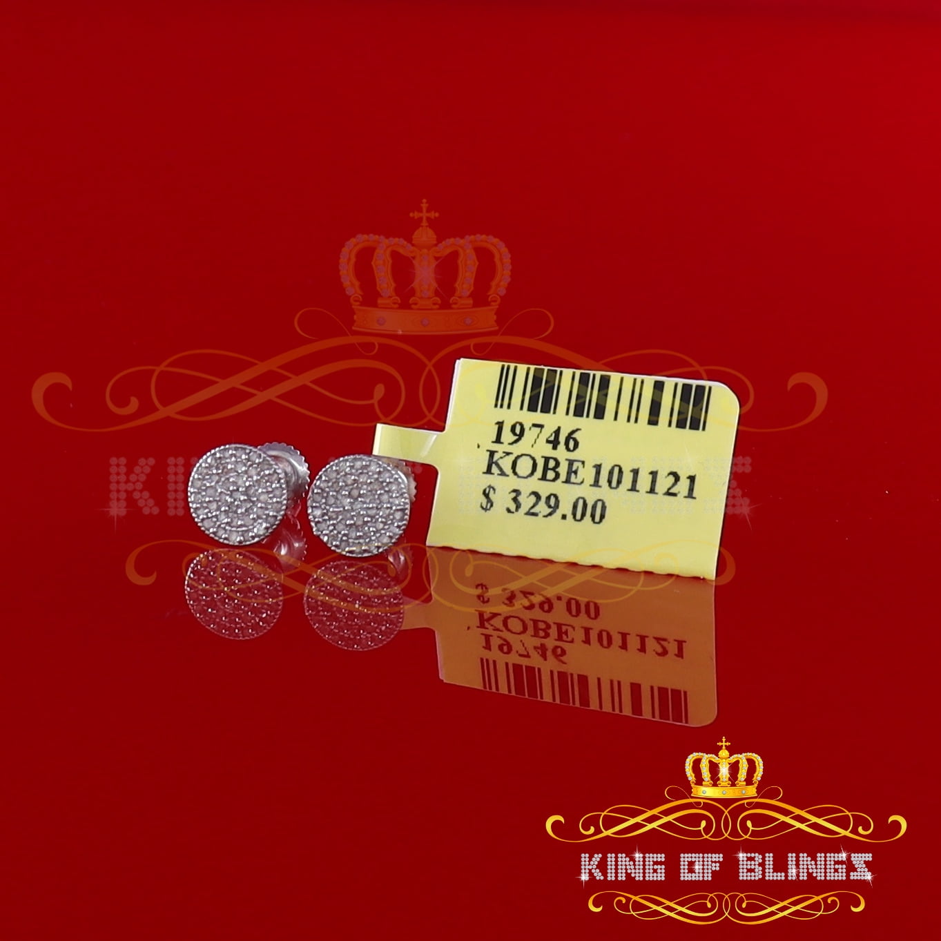 King of Bling's 925 Sterling Silver White 0.20ct Diamond For Men's/Women's Stud Round Earrings