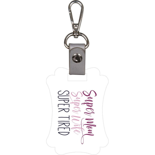 Super Mom Wife Tired Purple On White 3 5 X 2 5 Wood And Metal Key Chain Walmart Com Walmart Com