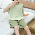 thumbnail image 4 of CYRBOKO Outfit Sets for Toddler Boys, Comfy Short Sleeve Elastic Waist Cotton Pajama Set Green Size 4-5 T, 4 of 6