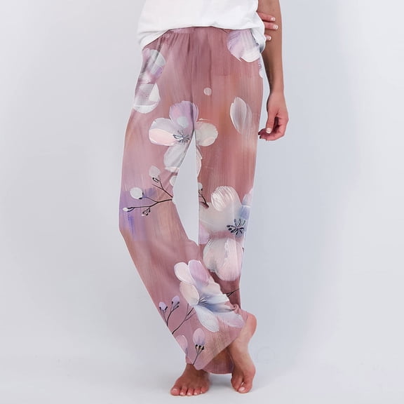 ALLLIST Pants Womens Pajamas Bottoms Purple Cozy Floral Home Clothes Loungewear for Women
