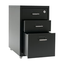3-Drawer Vertical File Cabinet, Lockable, Sturdy Cold-Rolled Steel with Wheels, Ideal for Office and Home Organization