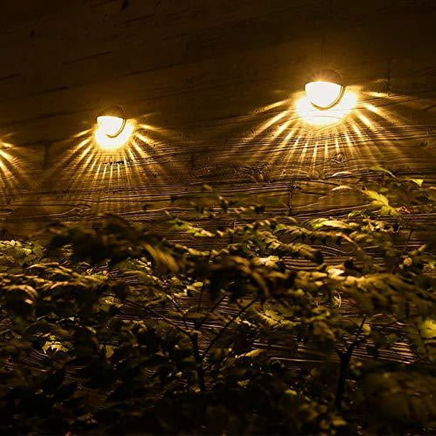 Juego de 2 luces solares LED para pared exterior, IP65, impermeables, decorativas, luz blanca cálida, luces para valla de pared, patio, jardín, puerta de entrada