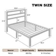 thumbnail image 4 of E-motie Twin Size Metal Platform Bed Frame with Headboard, Heavy Duty Metal Slat Mattress Foundation, Easy Assembly, No Box Spring Needed, White, 4 of 8