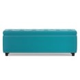 thumbnail image 3 of Hamilton 48" WDTransitional Storage Ottoman in Mediterranean Blue Vegan Leather, 3 of 14