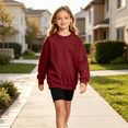 thumbnail image 2 of NEBWOAK Girls Oversized Pullover Crewneck Sweatshirt Loose Cotton Top Wine School,Size 12-13 T, 2 of 7