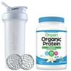 Orgain Organic Vegan Plant Based Protein Powder, Peppermint Hot Chocolate (1.02 LB) with BlenderBottle Classic V2 28-Ounce Shaker Bottle for Protein Shakes, Ocean Blue and Bonus Nutrition Basics Whisk