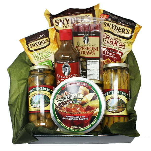 Bloody Mary Mix Gift Set Chilies and Peppers Bloody Mary Concentrate, Pepperoni Straws, Olives