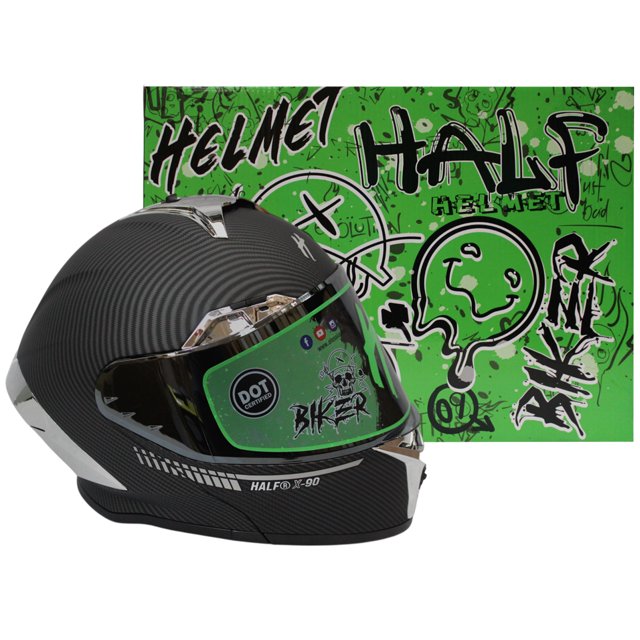 CASCO PARA MOTO ABATIBLE HALF REVO VISOR ESPEJO LENTE HUMO SILVER BOY CERTIFICADO DOT NEGRO TALLA M