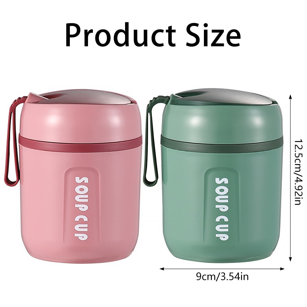 HOTBEST 480ML Leak Proof Thermal Insulated Food Jar with Foldable Spoon,  Lunch Containers Soup Cup Reusable Thermal Food Storage Container For Kids  and Adult 