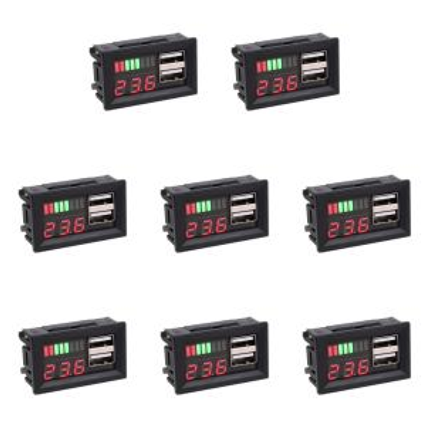 Voltímetro 12V Coche 5V 2A Probador de potencia para camión Batería de plomo ácido Rojo