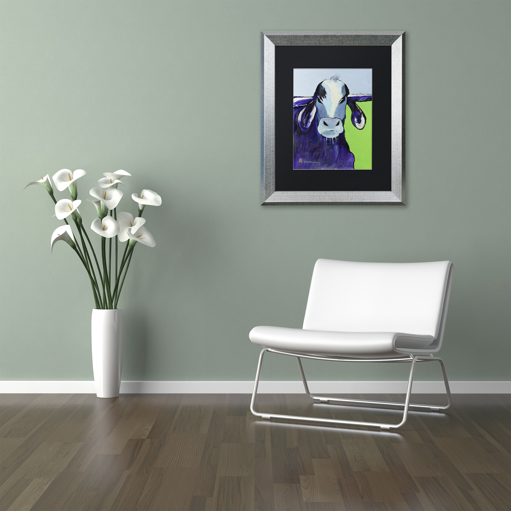 Trademark Fine Art "Bull Drool II" Canvas Art by Pat Saunders-White, Black Matte, Silver Frame