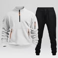 thumbnail image 4 of Ccpelsie Men's Fall Winter Multi Pocket Quarter Zipper Sweatshirt 2 Piece Set Casual Sweatsuits Fit Outdoor Activity(A01-White,2XL), 4 of 6
