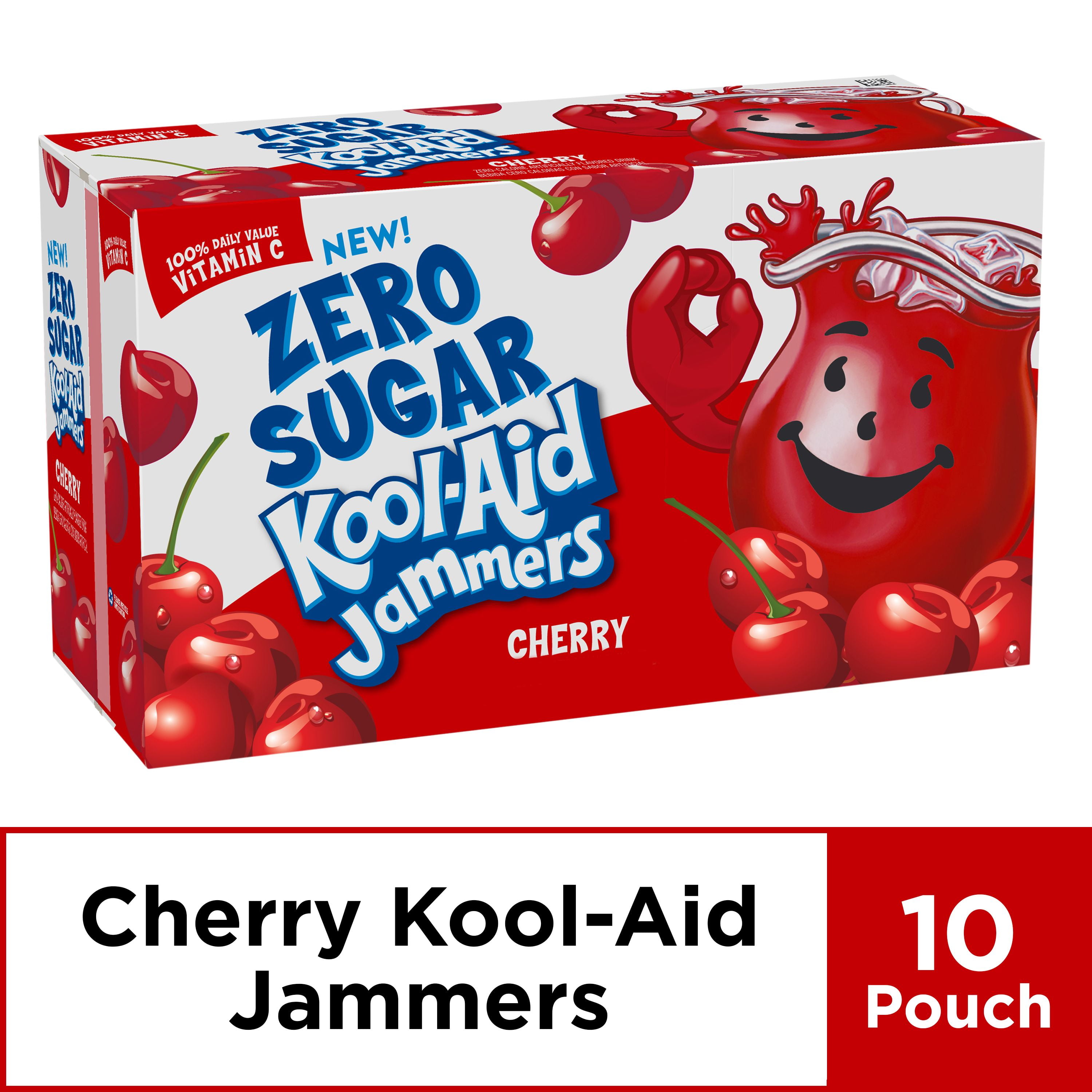 KoolAid Jammers Zero Sugar Cherry Flavored Drink, 10 ct Pouches, 60.