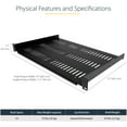 thumbnail image 3 of StarTech.com 1U Server Rack Shelf - Universal Vented Rack Mount Cantilever Tray for 19" Network Equipment Rack & Cabinet - Durable Design - Weight Capacity 55lb/25kg - 12" Deep, 3 of 8
