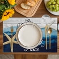 thumbnail image 4 of Dark Blue Coastal Placemats Set of 4, Summer Starfish Beach Wood Grain Placemats for Dining Table, Place Mats for Kitchen Tabletop, Waterproof Wipeable Dining Table Mats Set, 4 of 9