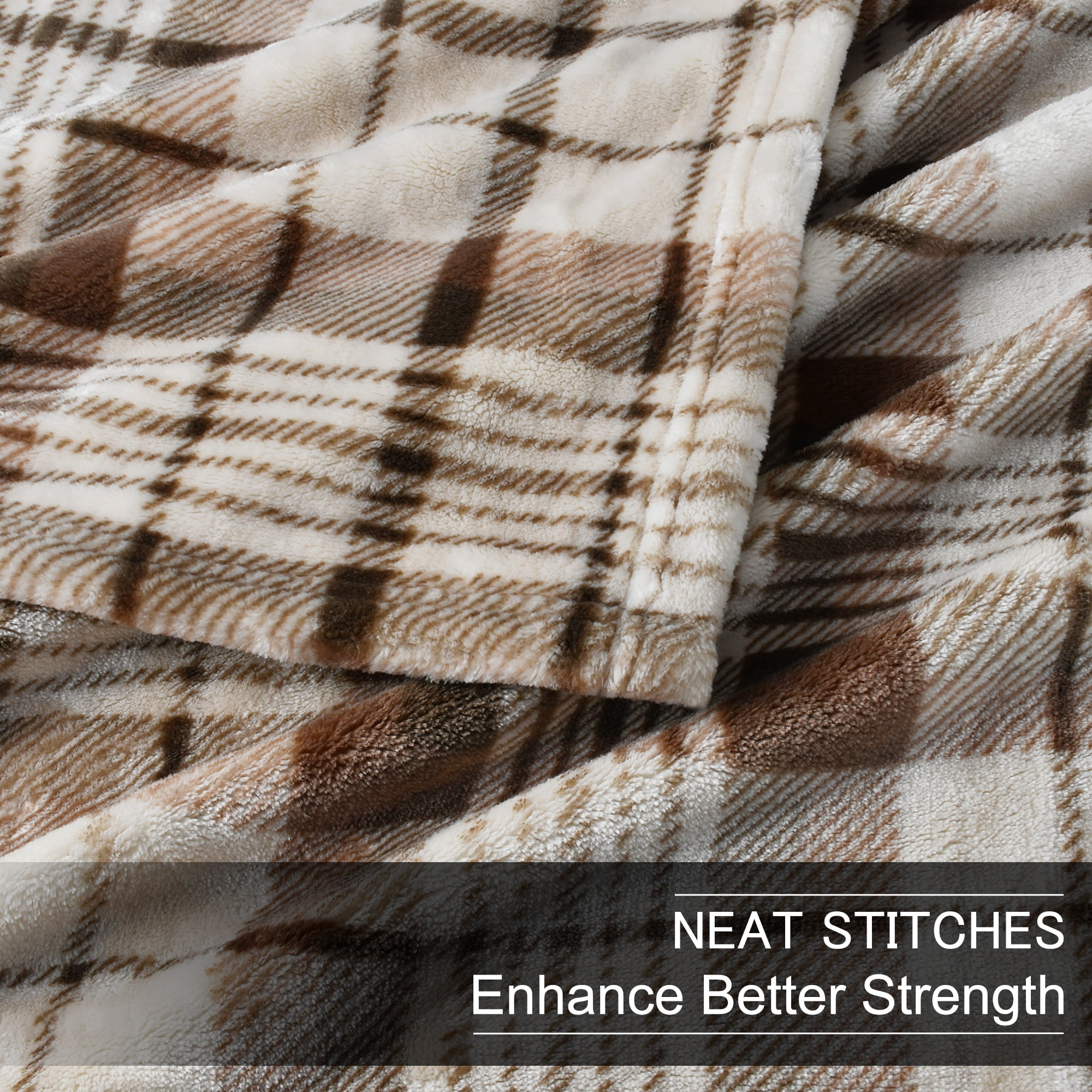 Tirrinia Brown Buffalo Plaid Fleece Blanket 50’’ X 60’’ Flannel TV Throw Microfiber-Super Soft & Comfy for Bedding Sofa Car Camping, All Seasons, Machine Washable