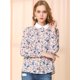 thumbnail image 2 of INSPIRE CHIC Blusa superior con cuello floral para mujer Camisas abotonadas de manga larga con pliegues elegantes Rosa L, 2 of 6