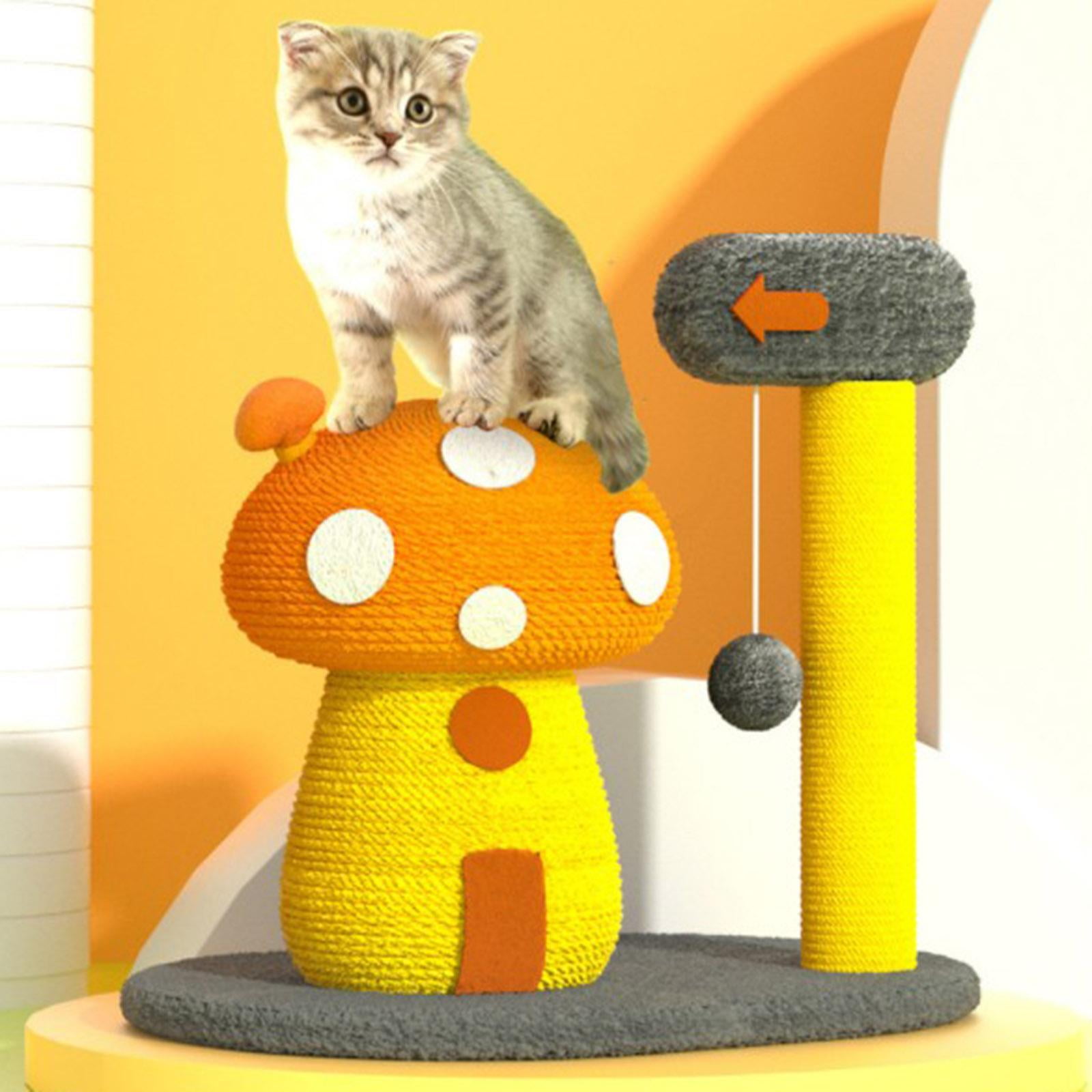 Bvdfgk Funny Sisal Cat Scratching Post Climbing Tree Pet Activity Interactive Toy - Mushroom Color B